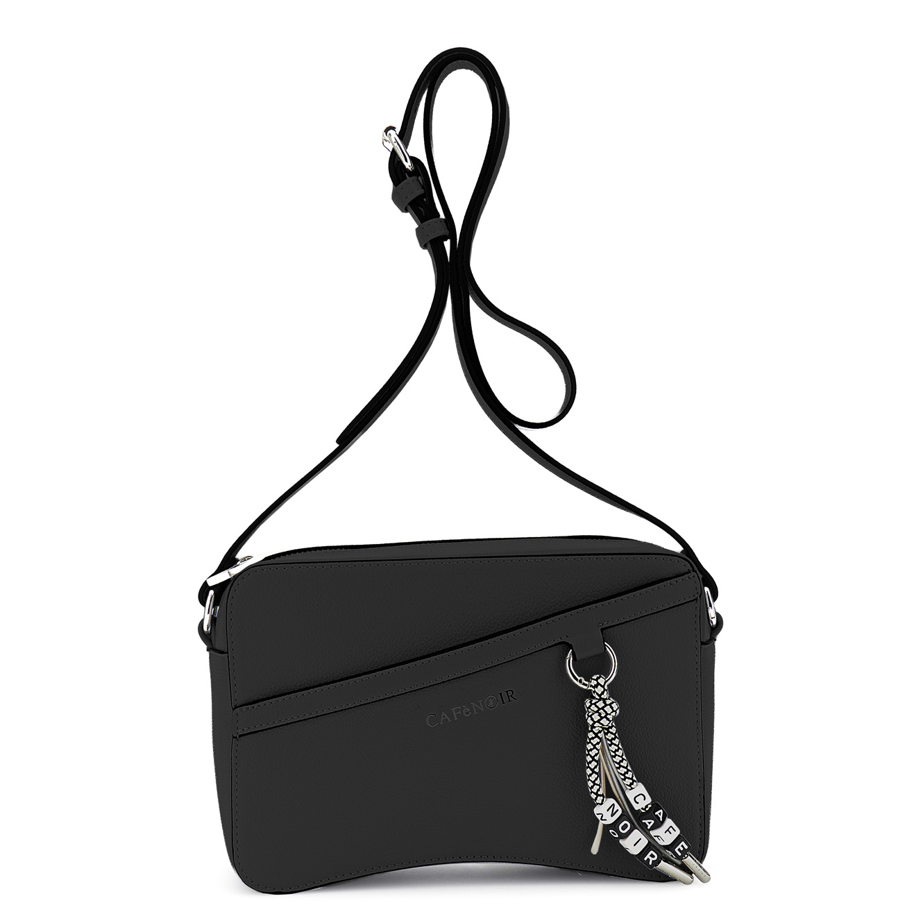 camera bag effetto pelle granosa e charm colorato logato nero taglia unica