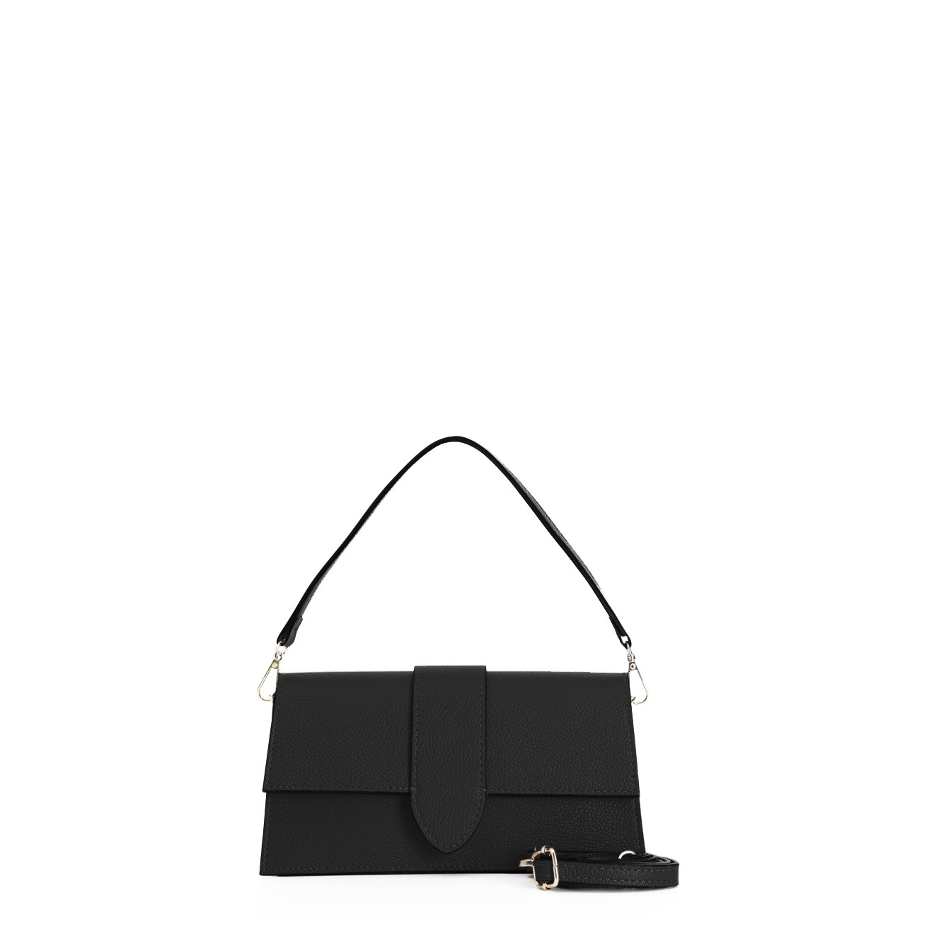 minibag rigida in pelle martellata con pattina nero taglia unica