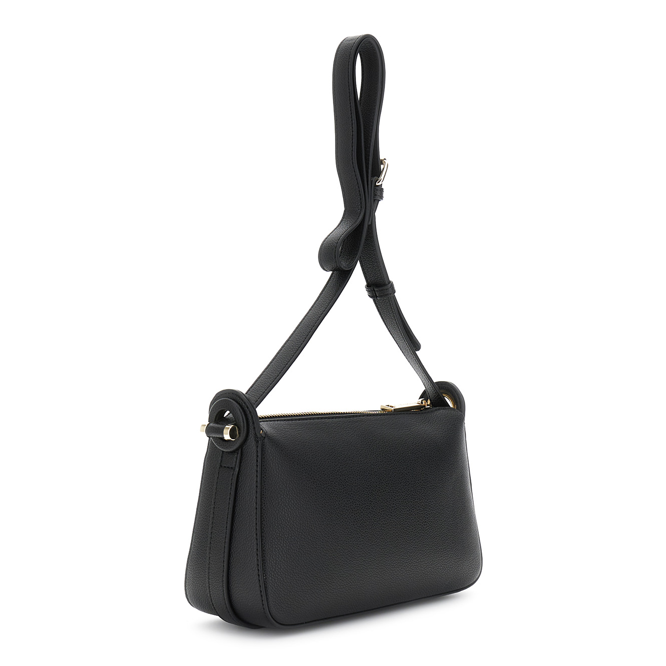 Camera bag effetto pelle con occhielli rivestiti e passante in metallo nero — vista 2