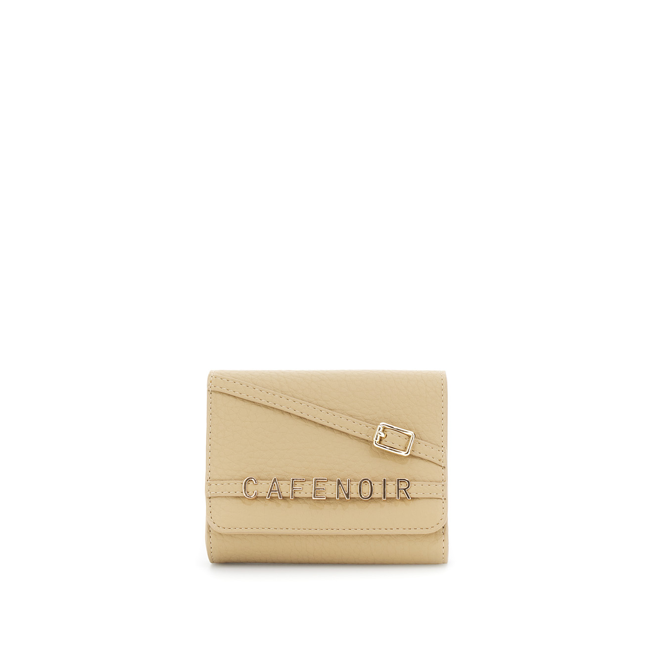 CafèNoir — Portafoglio effetto pelle con pattina, lettering e fibbia taupe