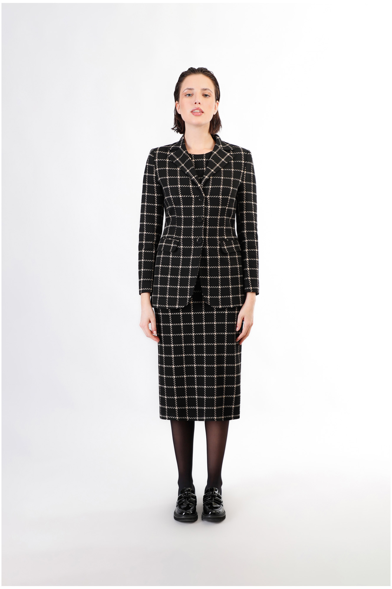 CafèNoir — Giacca monopetto tessuto jacquard quadro multinero