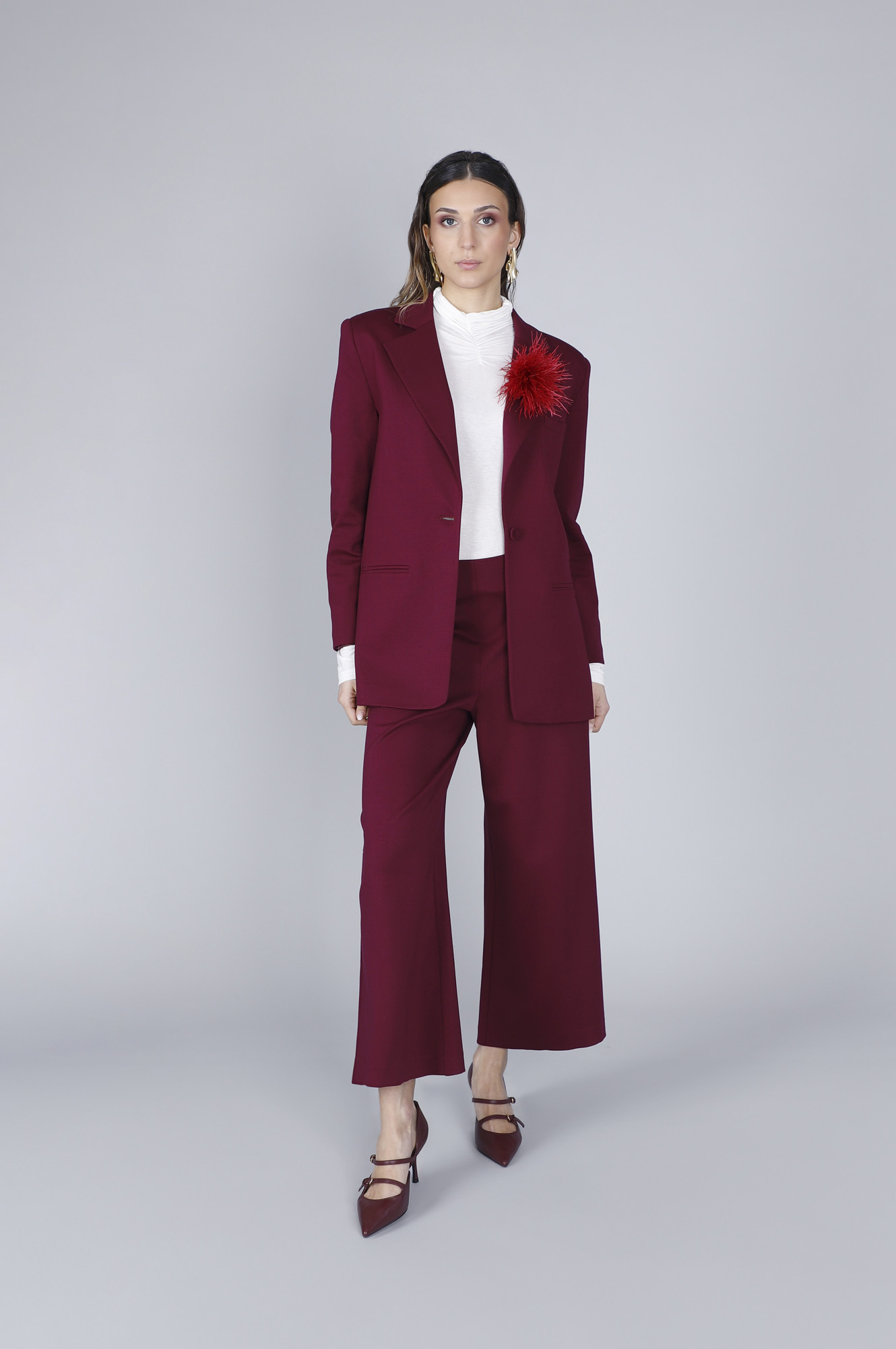 giacca monopetto tessuto elasticizzato burgundy 48