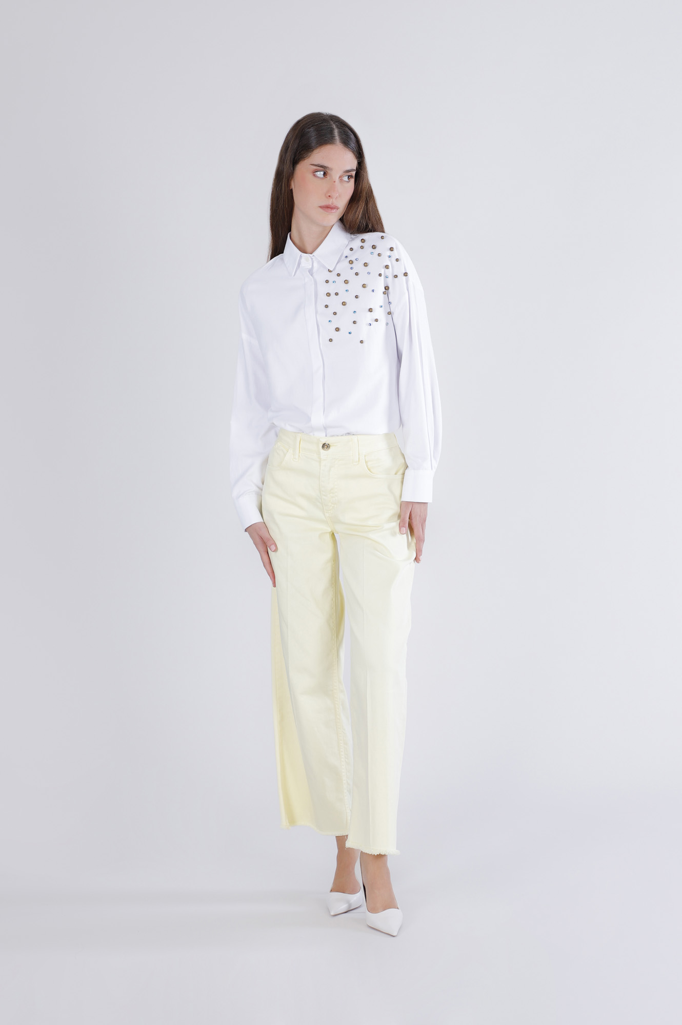 jeans culotte in bull denim giallo 26
