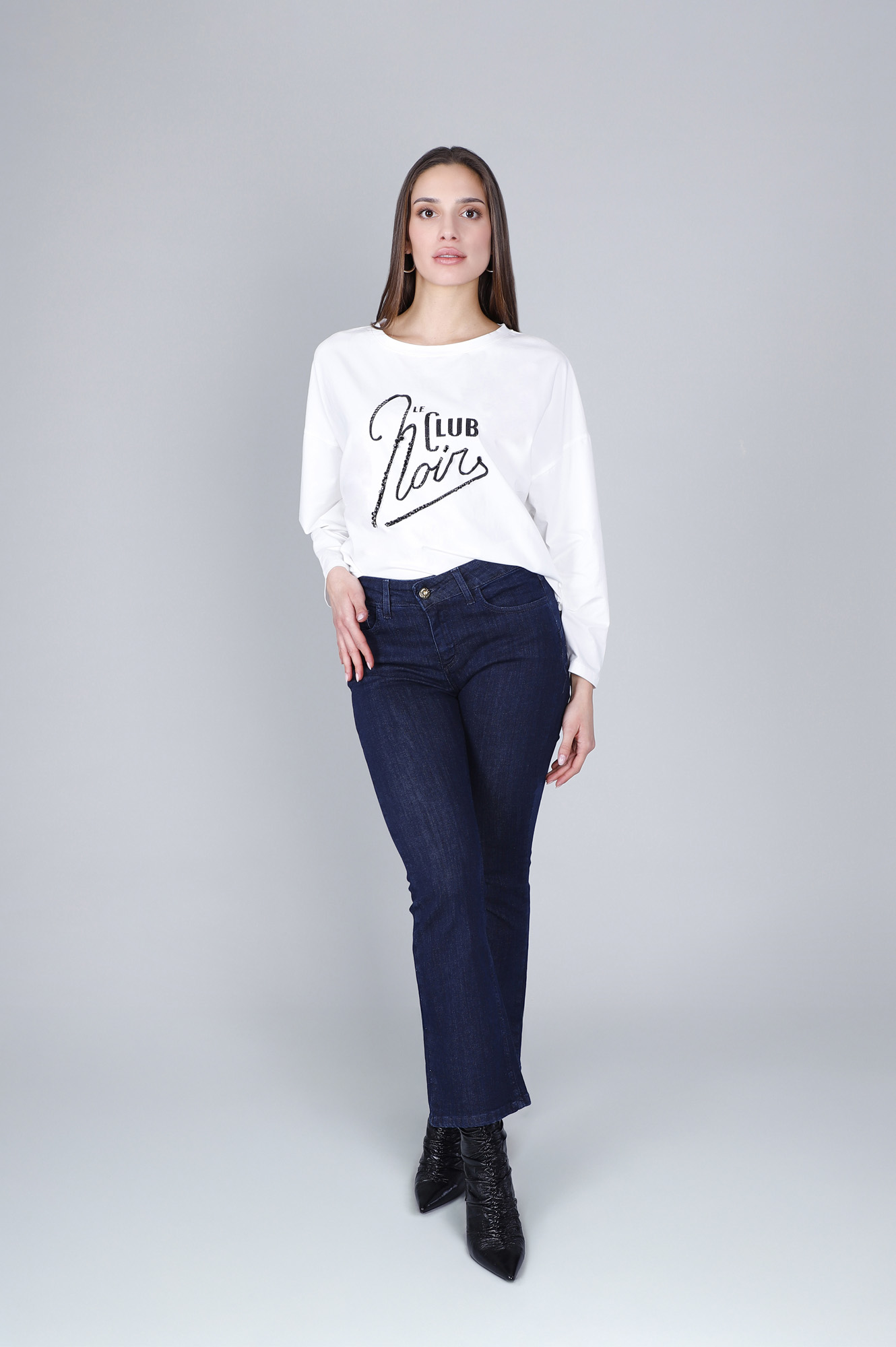 jeans denim cropped flare indaco 28