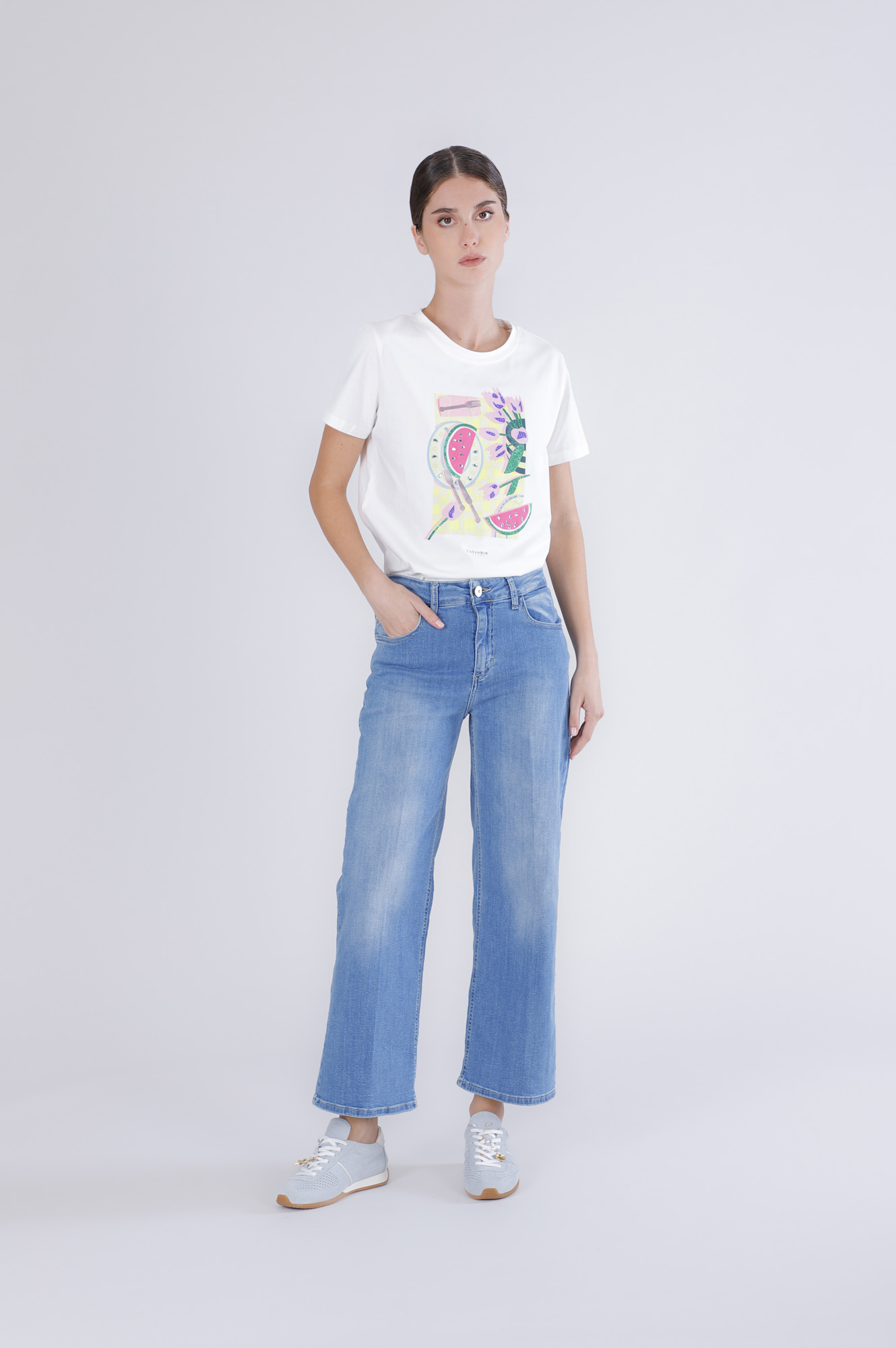 jeans culotte superstretch blu medio chiaro 34