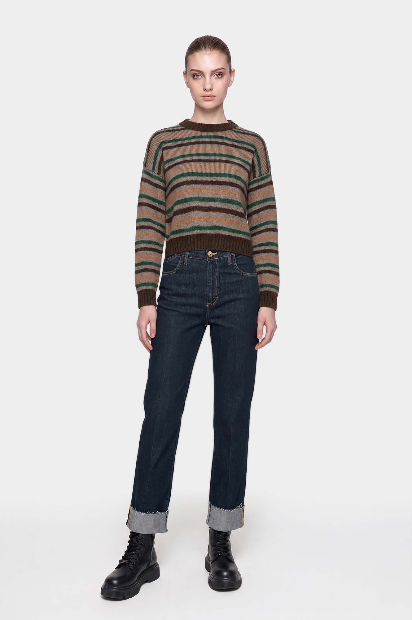 Jeans Denim Dritto Con Risvolto Indaco 32-image