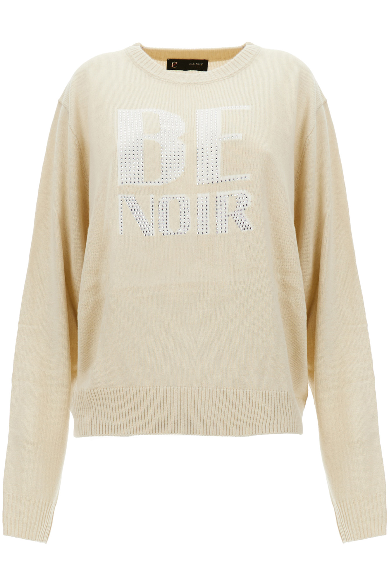 maglia girocollo con logo "be noir" burro l