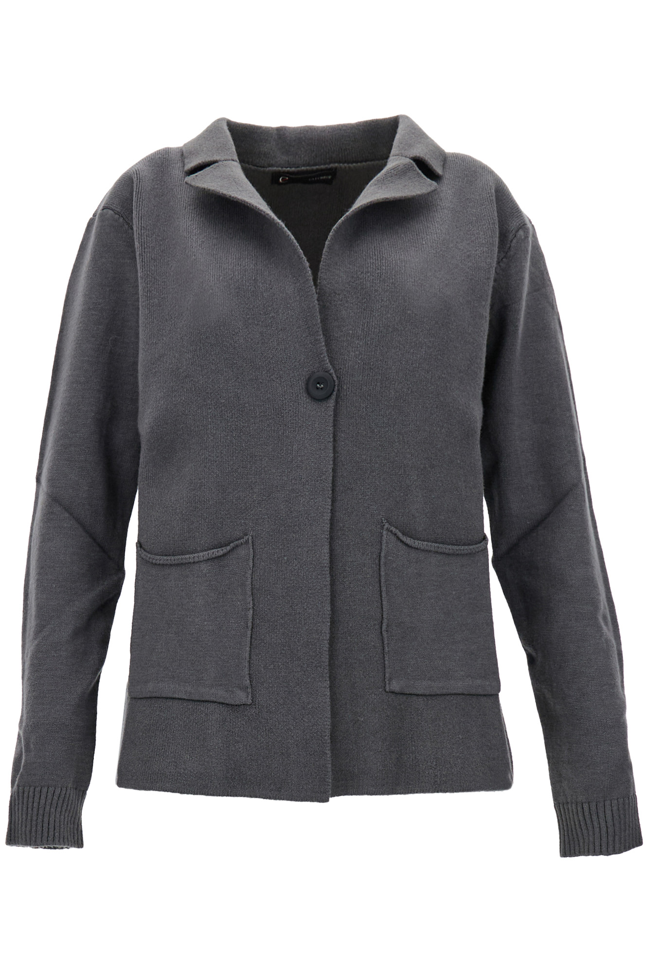 cardigan tipo giacca in maglia antracite l