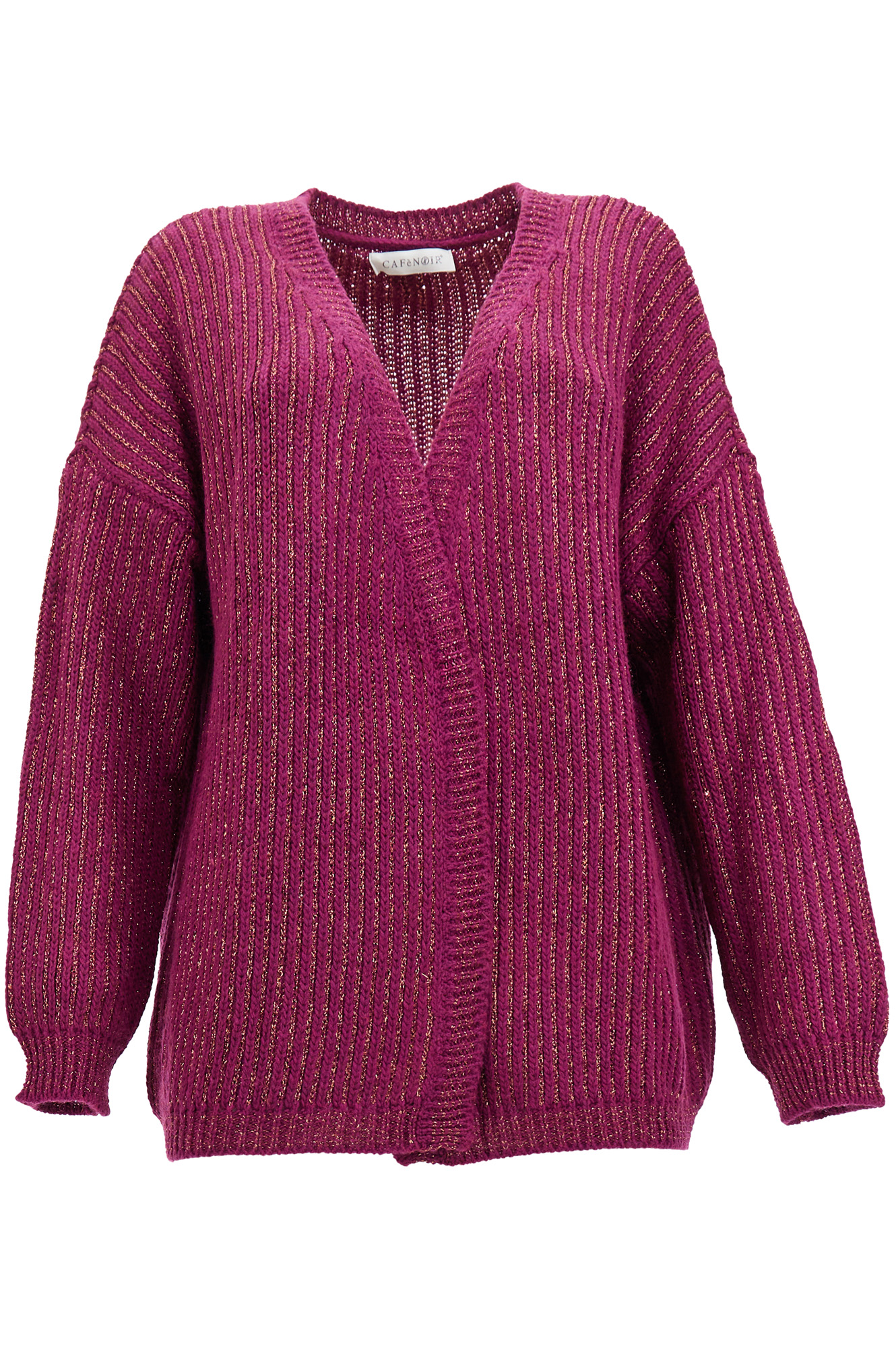 cardigan aperto con lurex magenta l