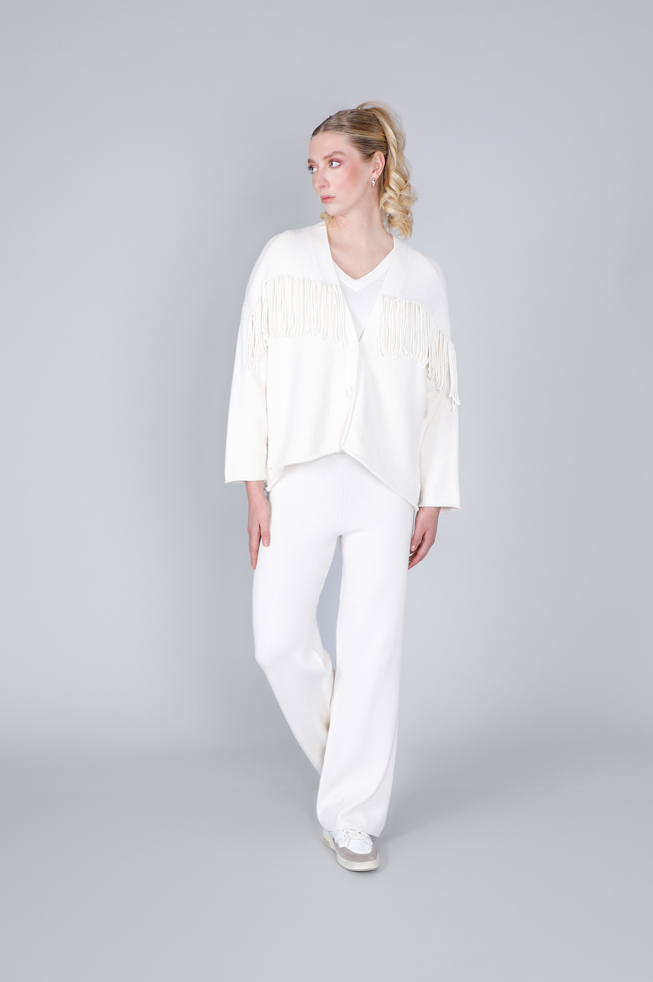 cardigan con frange off white xs