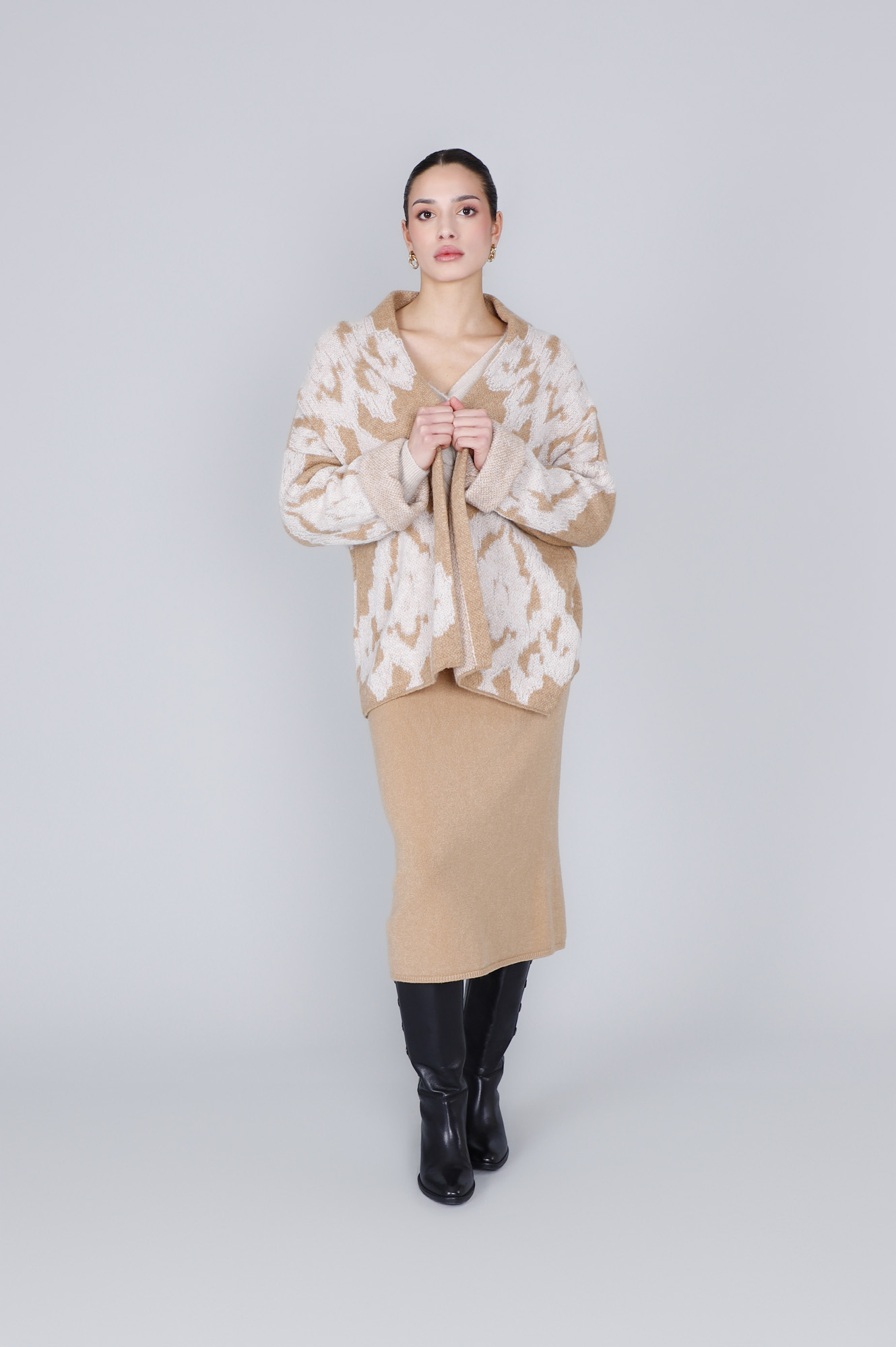 cardigan manica kimono multi camel xs