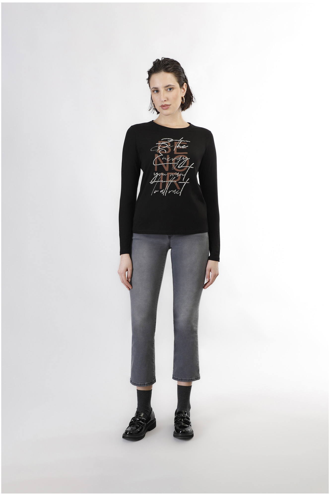 CafèNoir — T-shirt manica lunga be noir nero