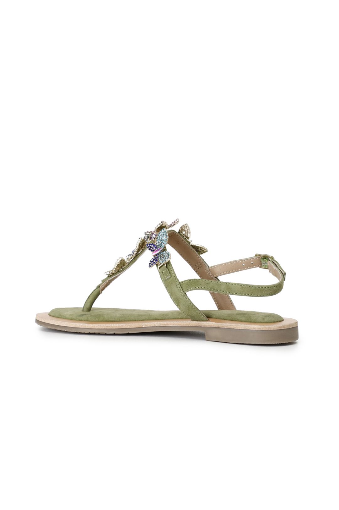 Infradito Donna NWSDZXF – Sandali Piatti Con Catena In Pietre Preziose, Moda Estiva Casual, Verde, Taglia 40