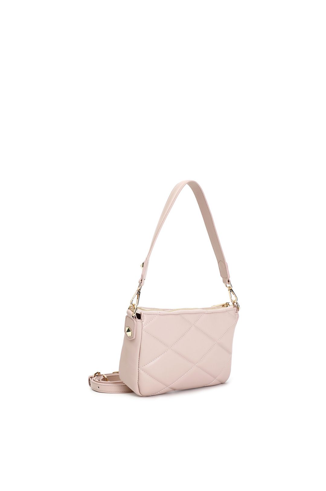 Minache Borsetta Donna Trapuntata In Jeans E Pelle PU - Pochette Con Cerniera E Cinturino Da Polso, 28x20 Cm