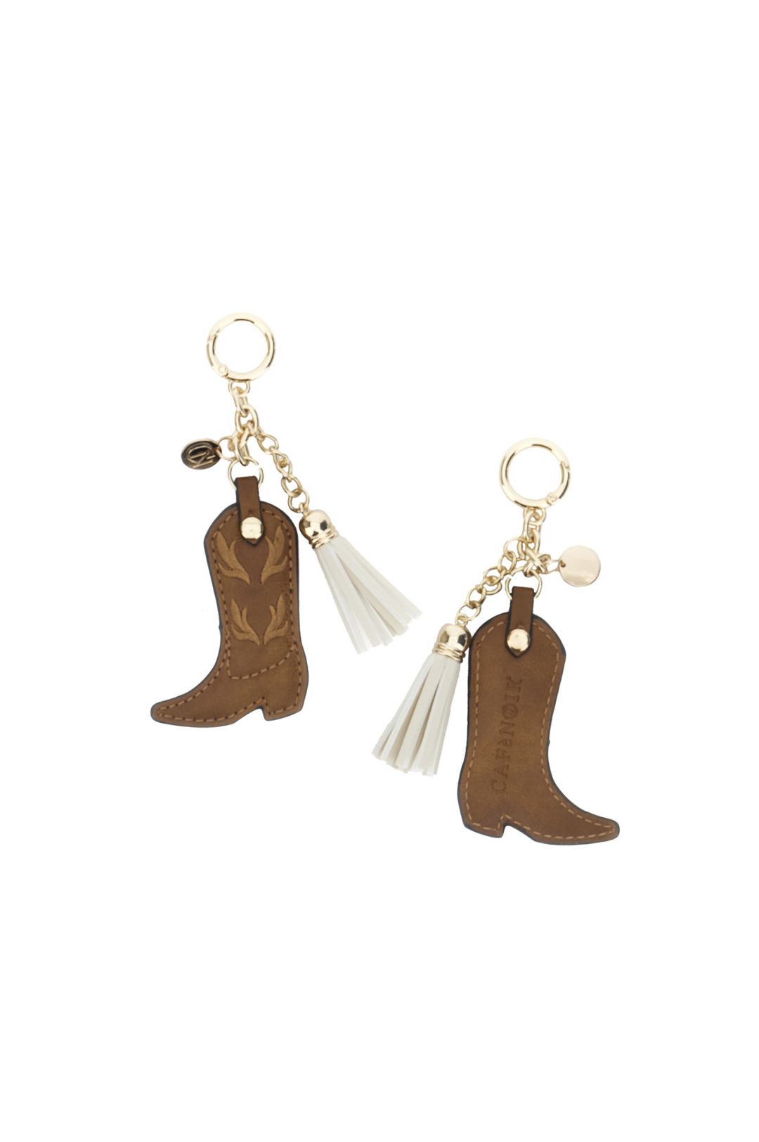 Portachiavi In Vera Pelle Marrone SilberDream Con Drago, Due Anelli E Scomparto Con Cerniera, 10x6 Cm