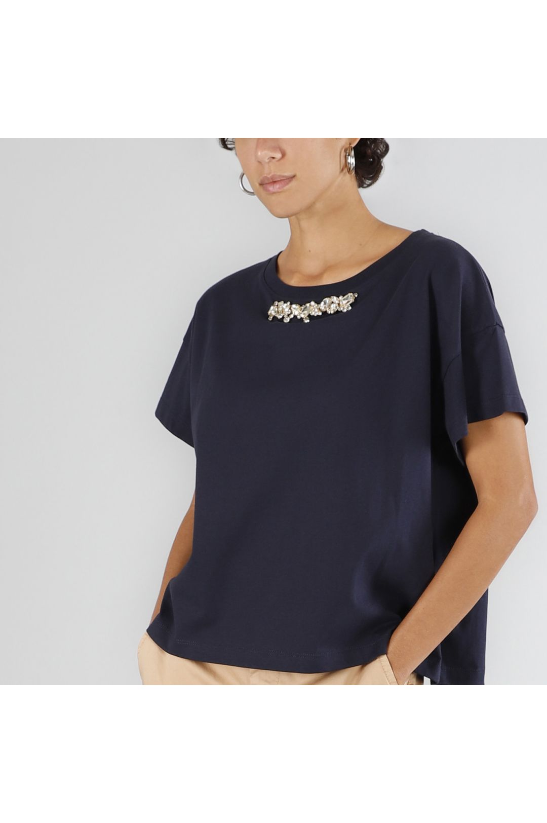 Baxboy Maglietta da uomo vintage con teschio, a maniche corte, con strass, slim fit, design alla moda, JA-2319, Bianco_1, S