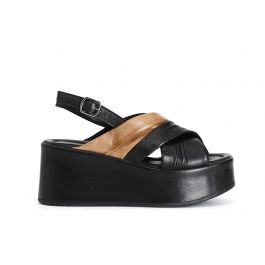 Sandali Donna CafèNoir In Similpelle Effetto Craquelet - Con Cavalluccio E Borchie, Tacco 2 Cm, Colore Nero