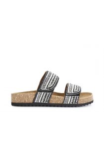 CUSHIONAIRE Sandalo Donna Leah Con Plantare In Sughero – Tomaia Ecopelle Nero, Cinghie Regolabili, Suola EVA – Altezza 3,2 Cm