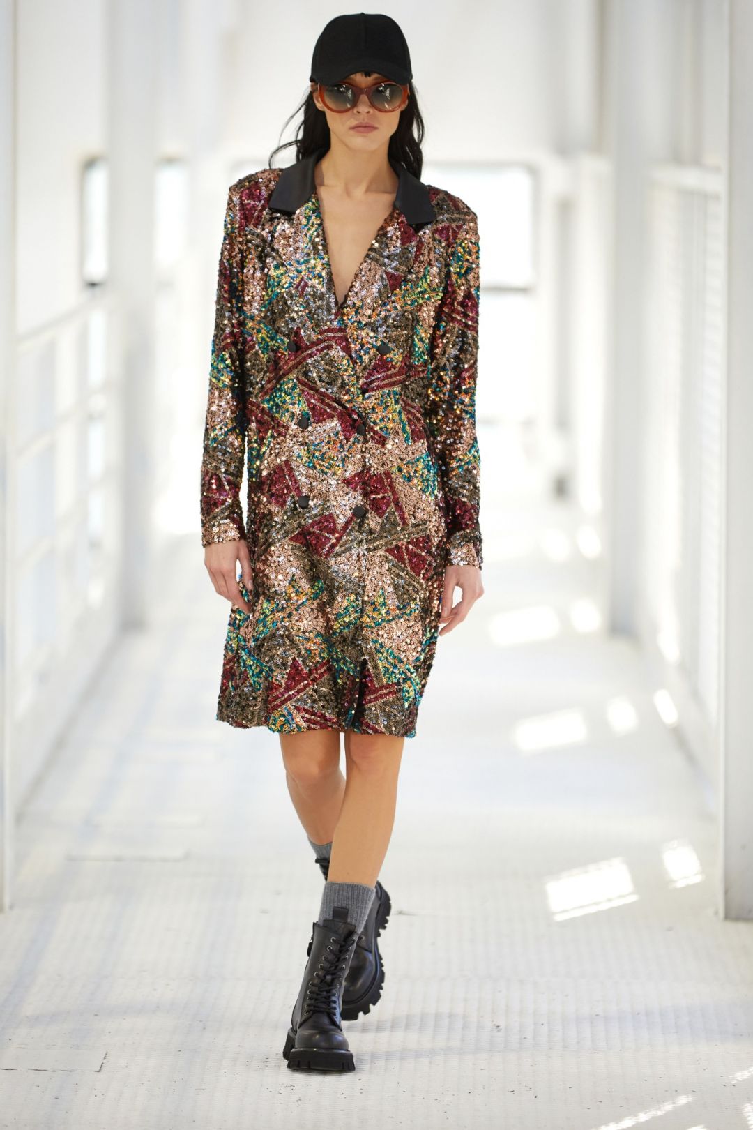 abito doppiopetto in tessuto pailettes