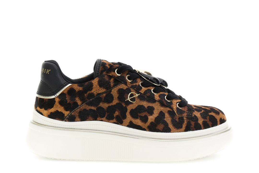 CafèNoir — Sneakers allacciata in pelle effetto cavallino maculato