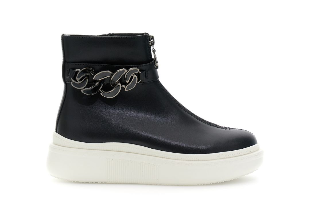 CafèNoir — Tronchetti in pelle rivestita con accessorio nero