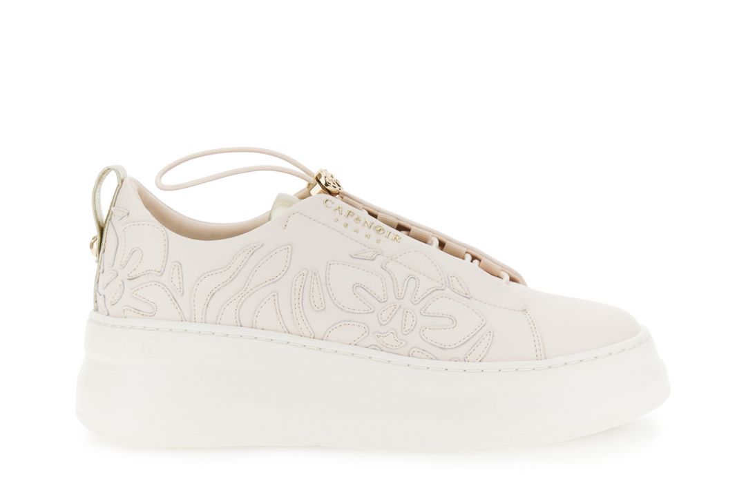 CafèNoir — Sneakers con lacci elastici in pelle rivestita e decori cipria