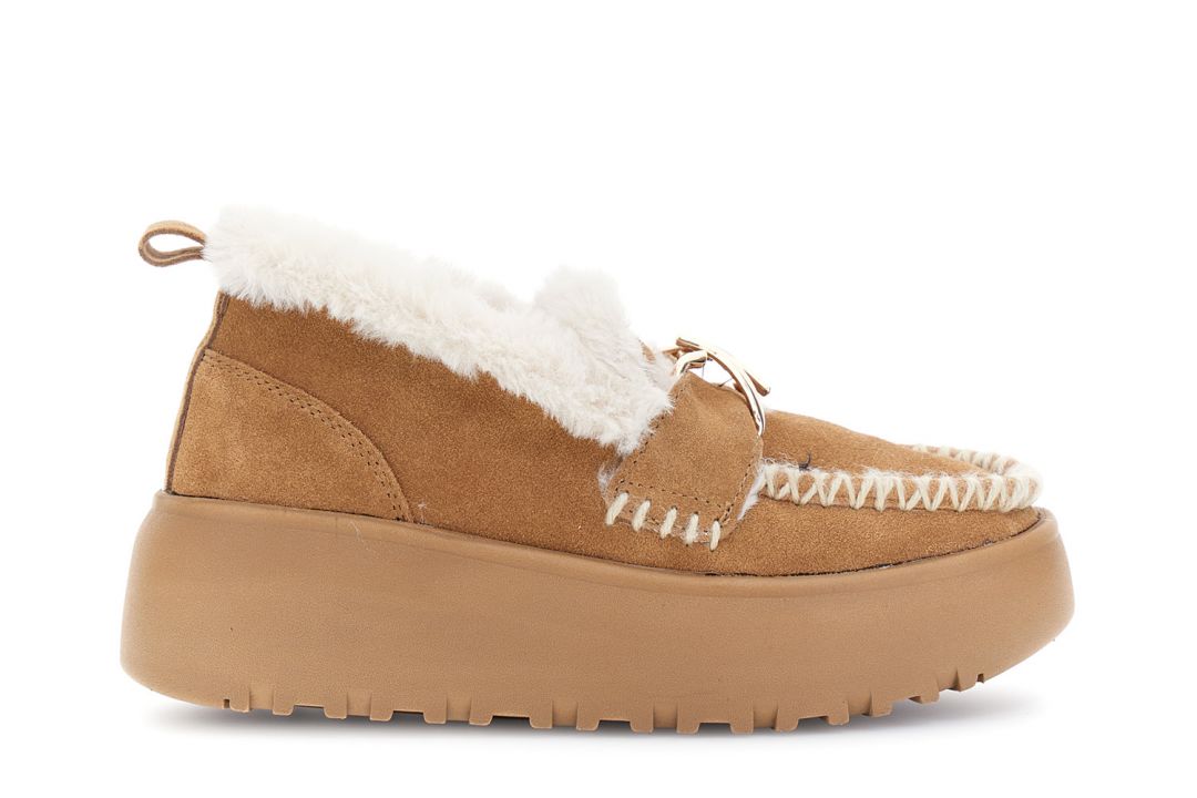 White Mountain Stivaletti Donna Gloving – Fodera In Pelliccia Sintetica, Colore Legno Di Spiaggia/Pelle Scamosciata, Taglia 39