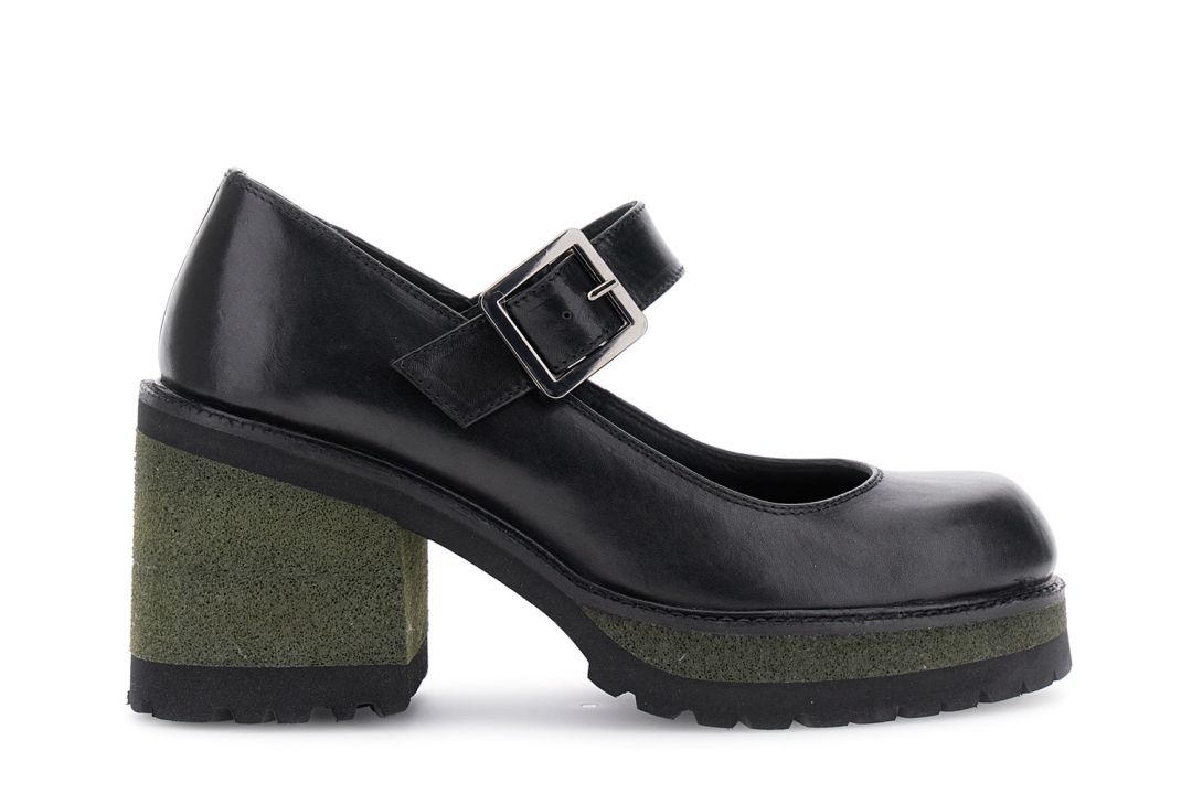 CafèNoir — Décolleté in pelle con fibbia nero
