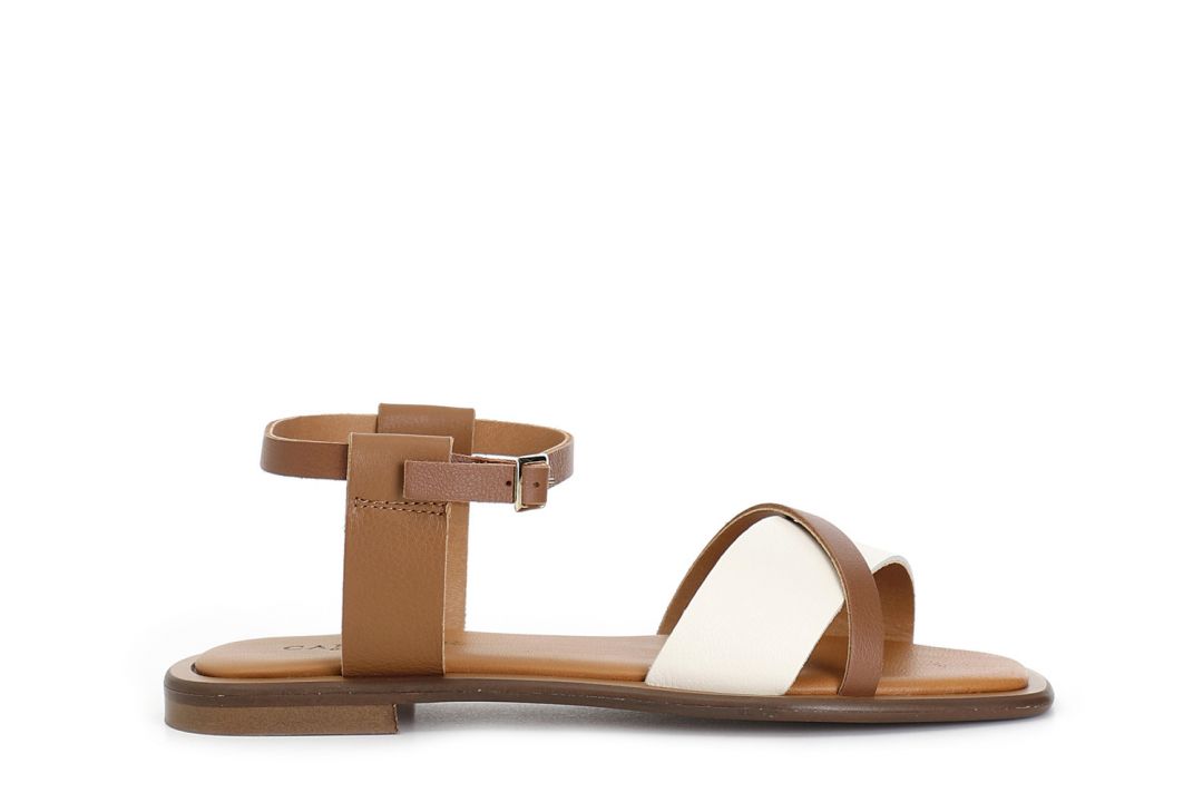 sandali fascia in pelle multicolor multi panna