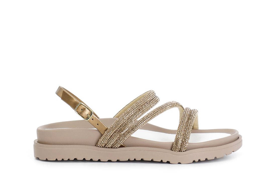 sandali fasce con strass platino