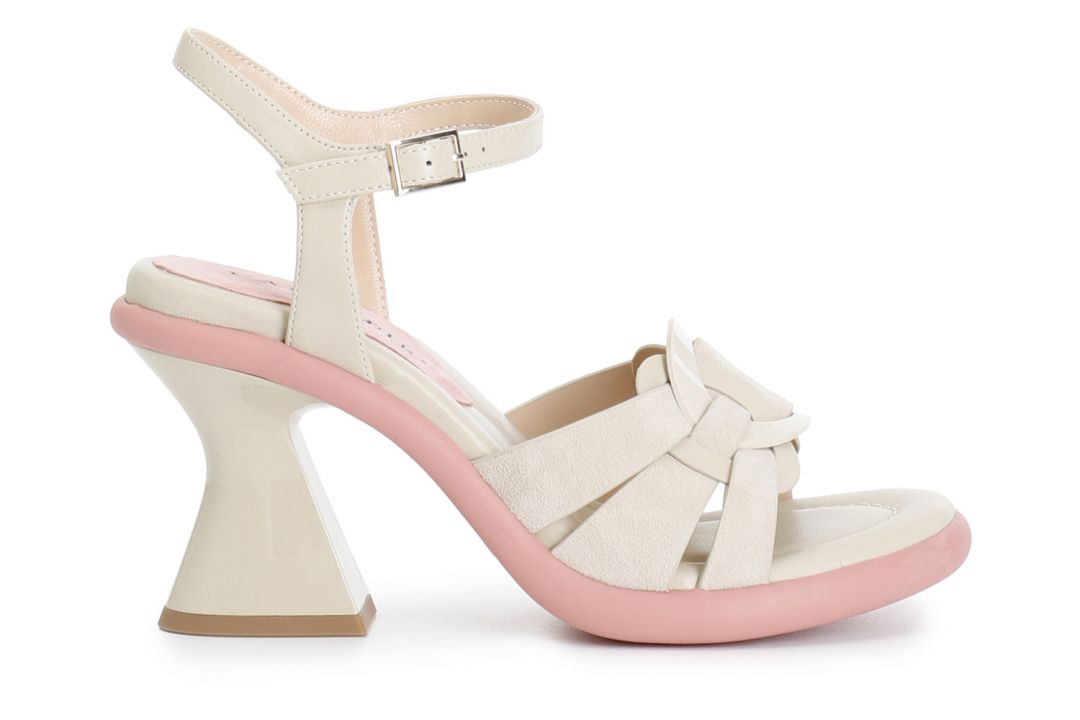 sandali gilda in pelle con accessorio anello sabbia