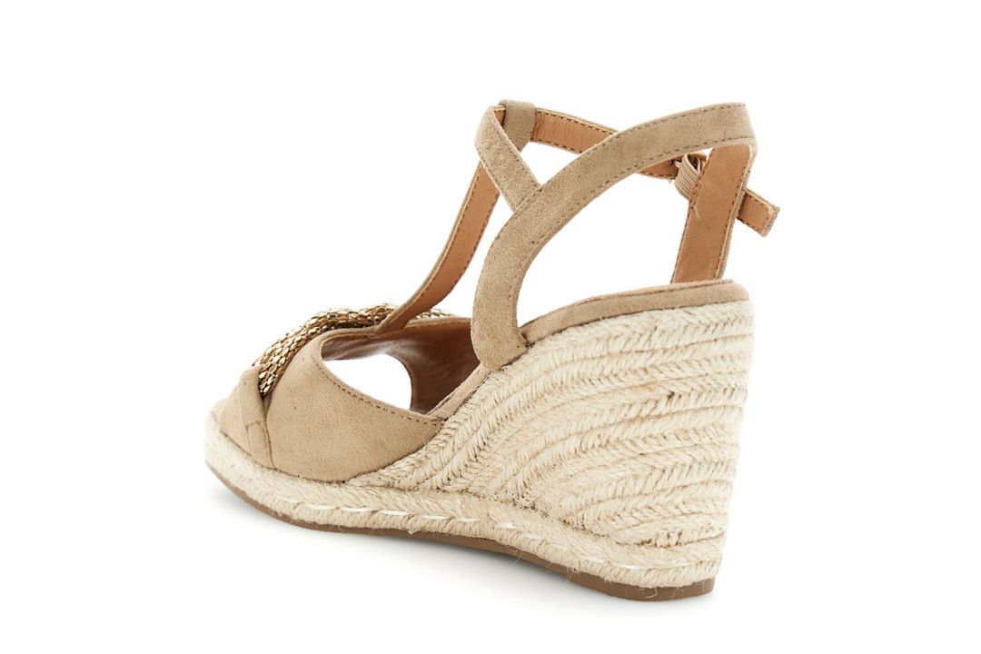 Sandali con zeppa e accessorio gioiello taupe — vista 2