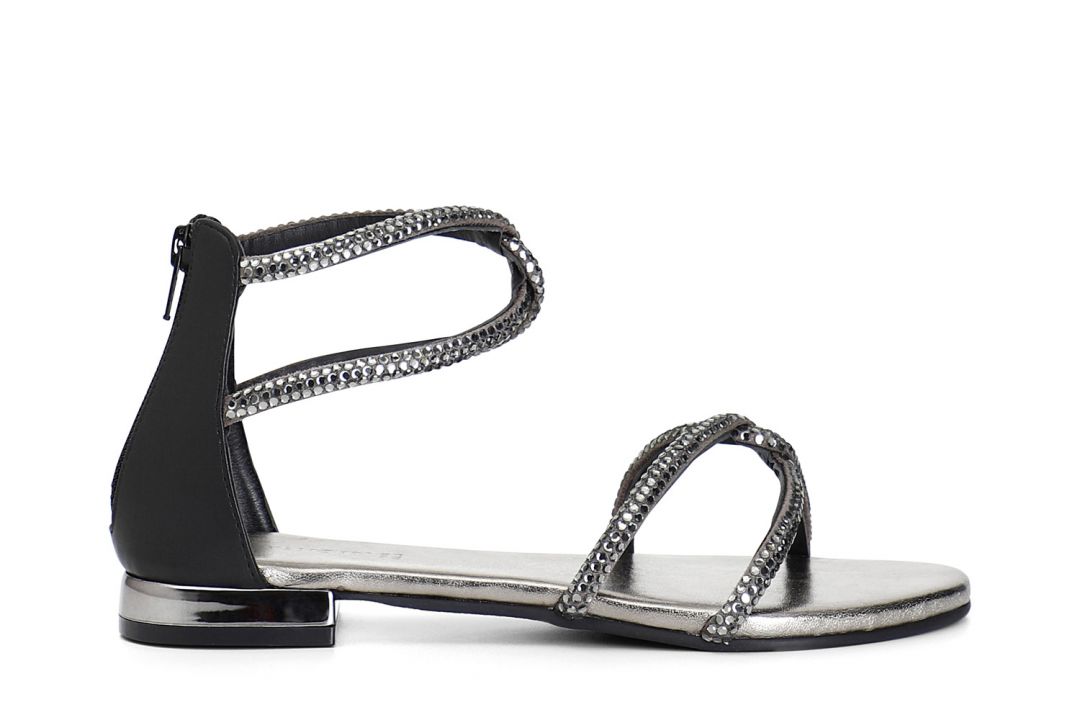 CafèNoir — Sandali con strass termosaldati nero