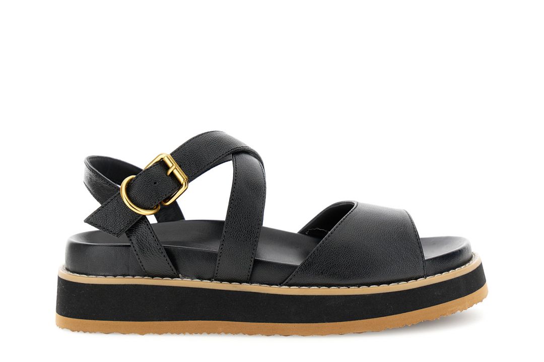 CafèNoir — Sandali in pelle con incrocio nero