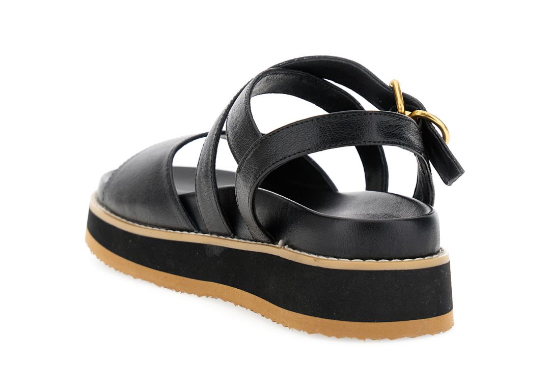 Sandali in pelle con incrocio nero — vista 2