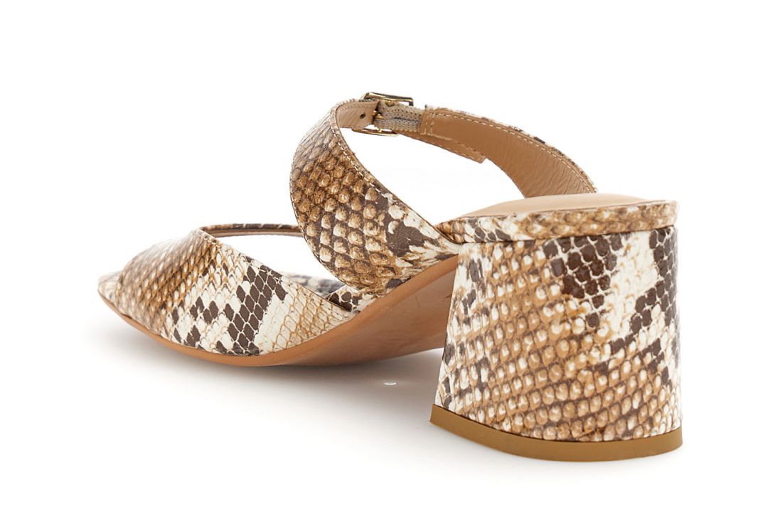 Sandali ciabatta in pelle stampa pitone multi beige — vista 2