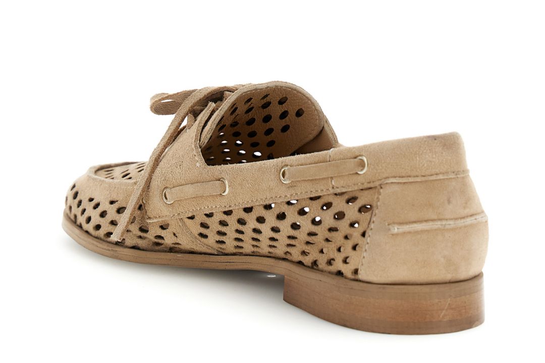 Derby allacciati in pelle traforata beige — vista 2