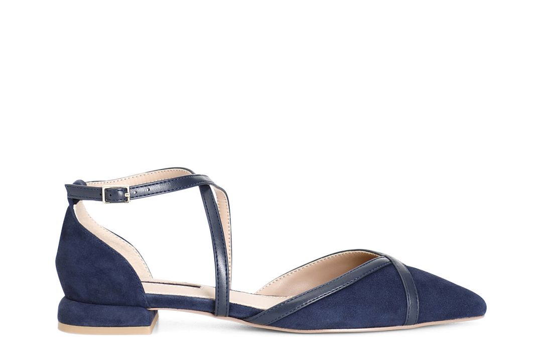 CafèNoir — Ballerine in camoscio con incrocio navy