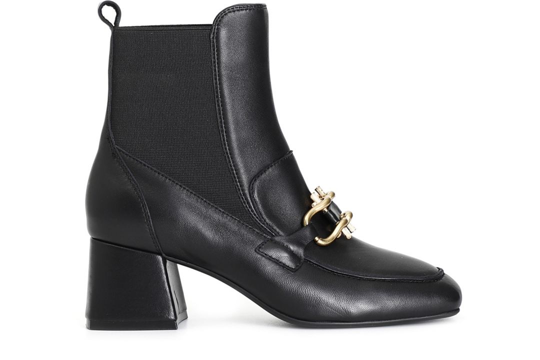 CafèNoir — Tronchetto da donna in pelle con elastico e accessorio nero