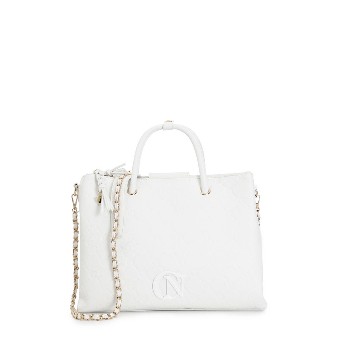CafèNoir — Shopping con logo embossed all over bianco