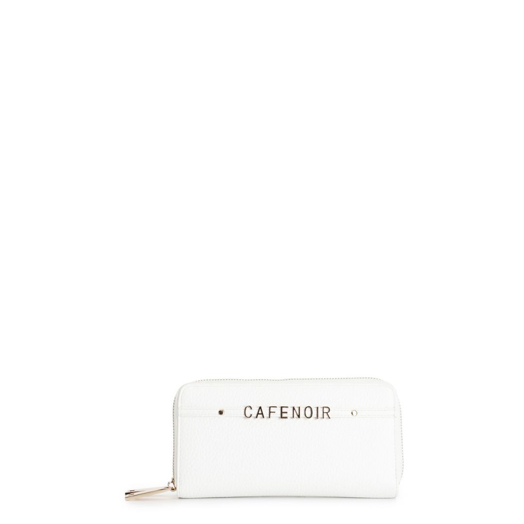 CafèNoir — Zip round grande , con applicazione di lettering in metallo bianco