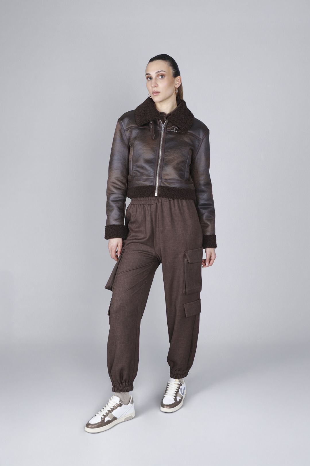 CafèNoir — Chiodo stile shearling fondente