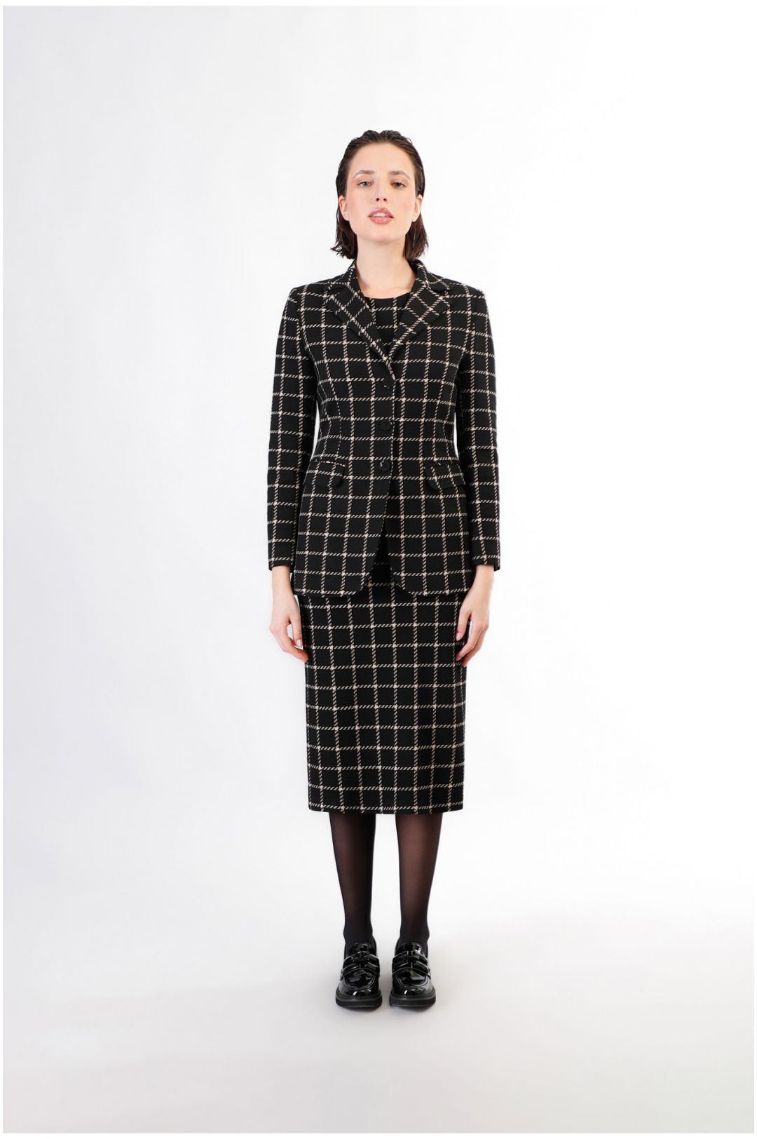 CafèNoir — Giacca monopetto tessuto jacquard quadro multinero