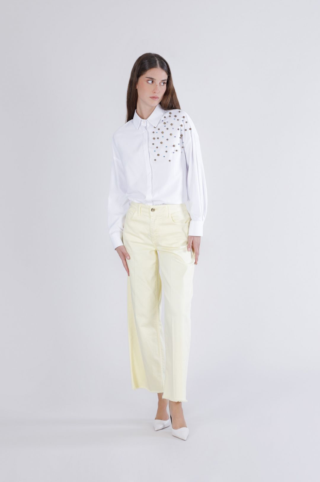 CafèNoir — Jeans culotte in bull denim giallo