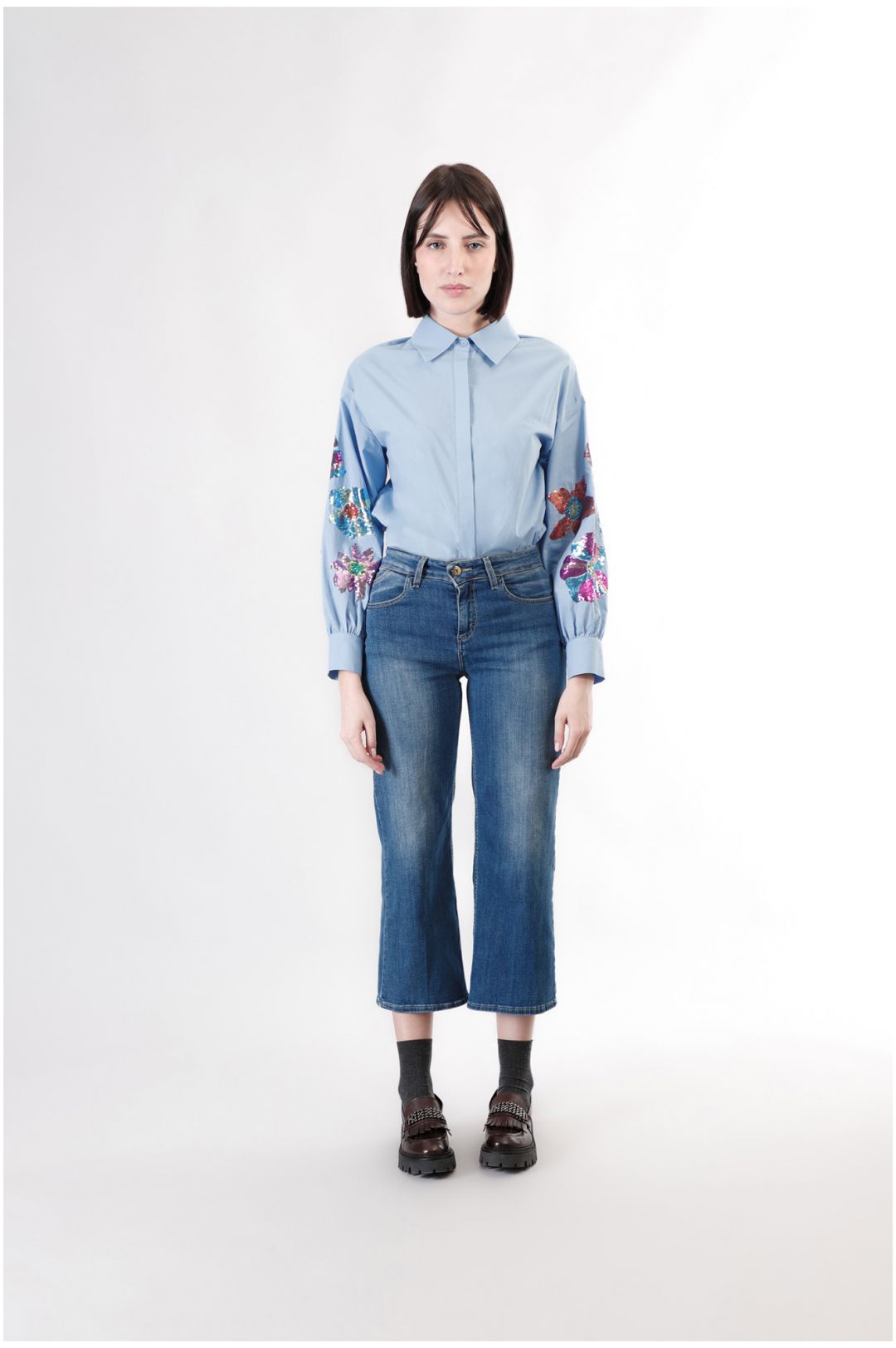 CafèNoir — Jeans denim culotte blu medio