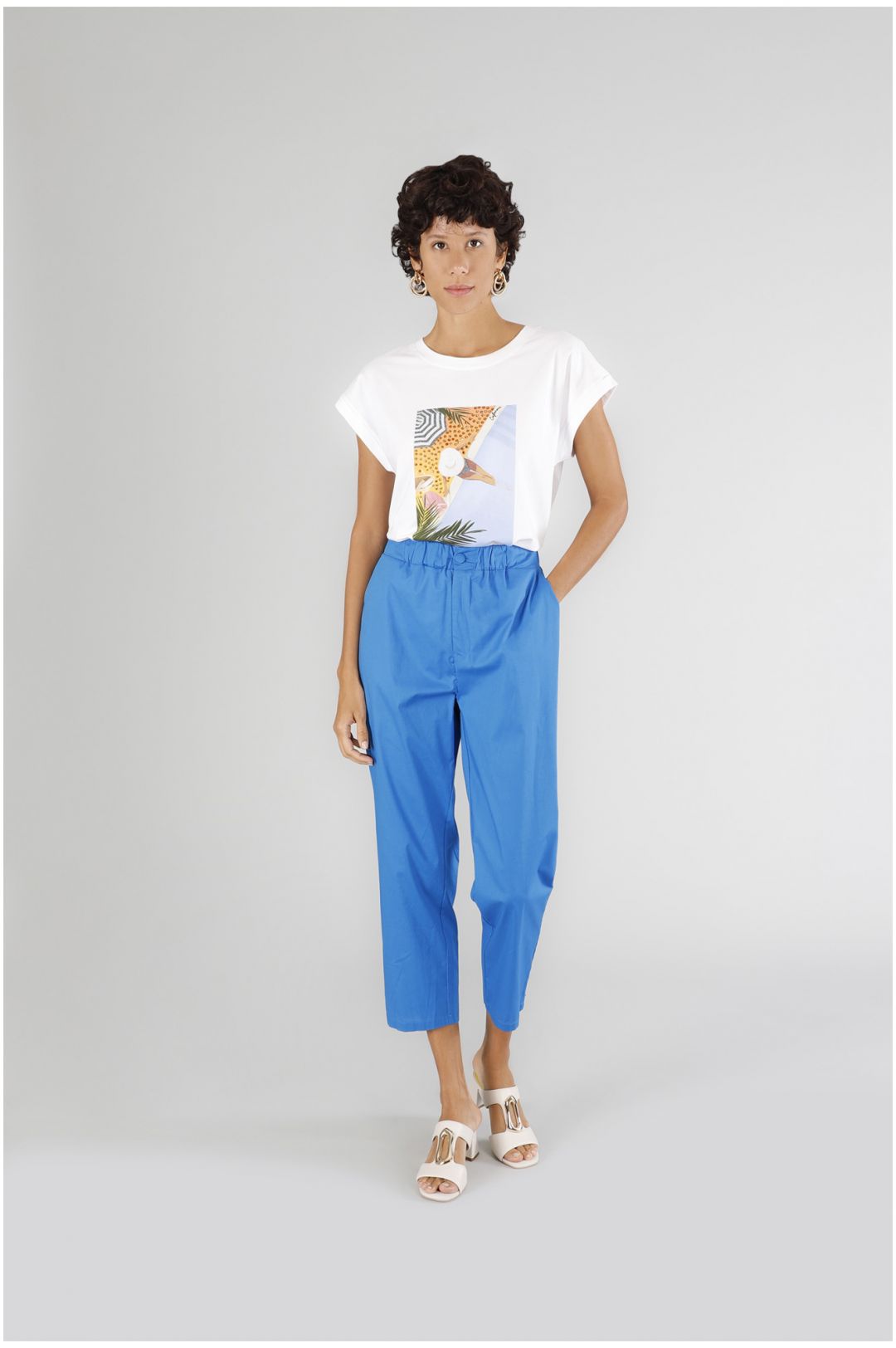 CafèNoir — Pantaloni in popeline bluette