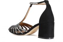 Cafènoir LM9002 Sandali a gabbia laccio alla caviglia in microfibra e strass