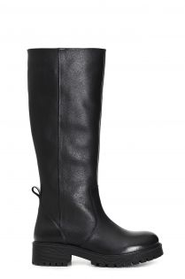 stivali in pelle con gambale ampio CafèNoir